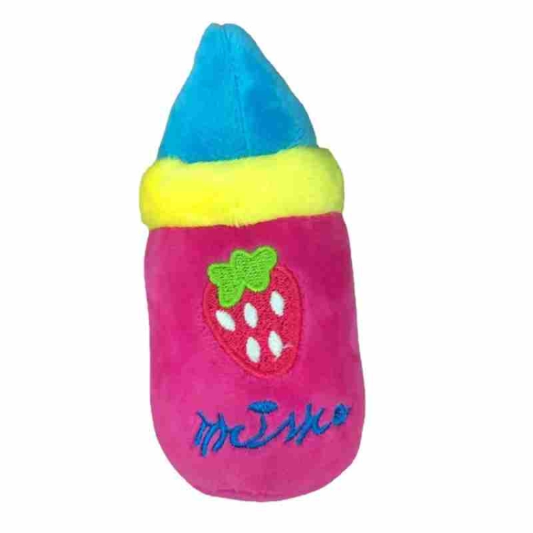 Plush fabric milk bottle dog toy