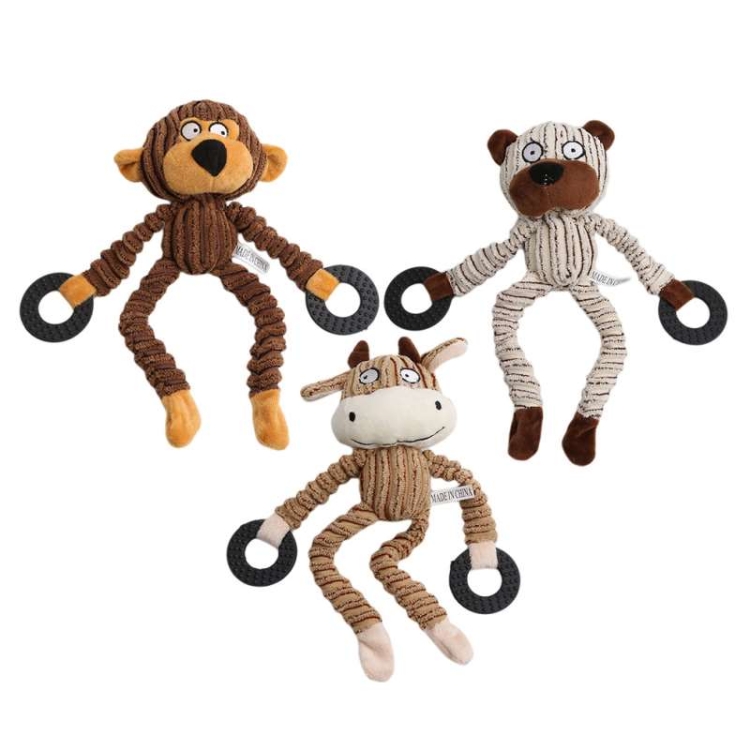 Plush fabric Monkey Bear Cattle shaped dog toy