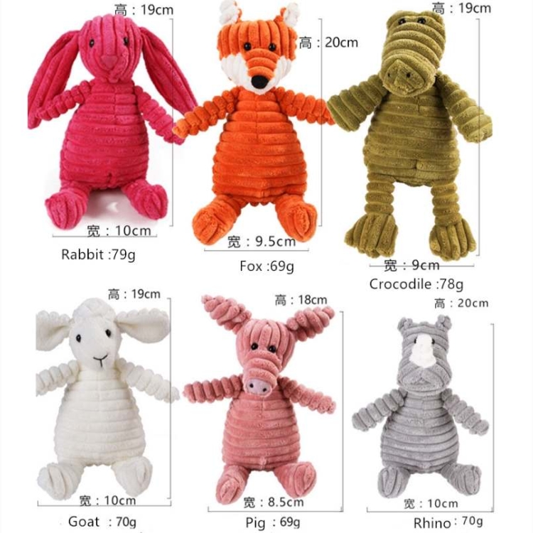 Corduroy Rabbit Fox Crocodile Goat Pig White dog shaped dog toy