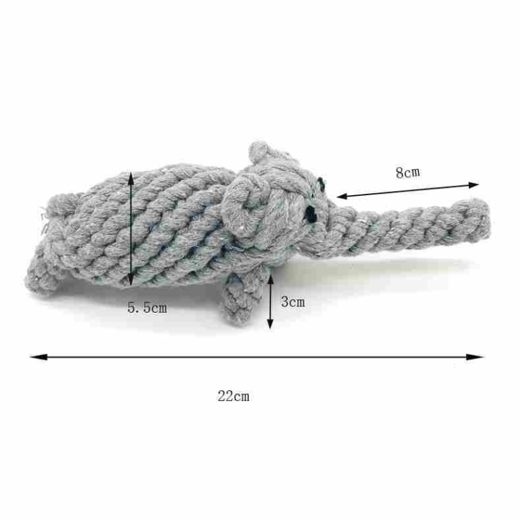 Cotton rope blue grey elephant shaped dog toy