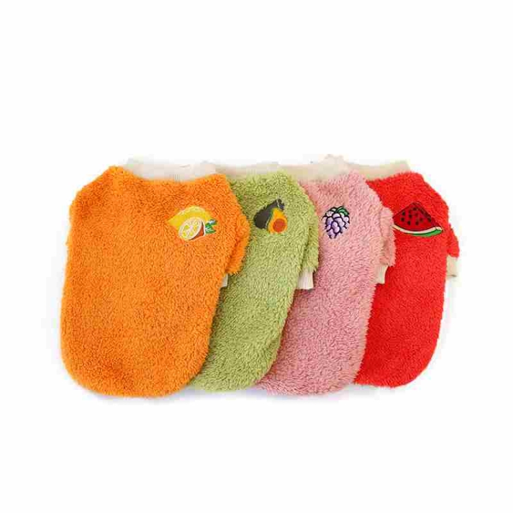 Winter green orange pink red dog clothes with fruit pattern