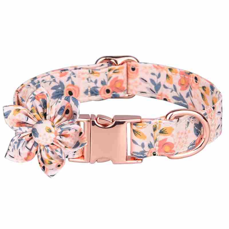 Cotton Orange Green Blue pet collar with flower