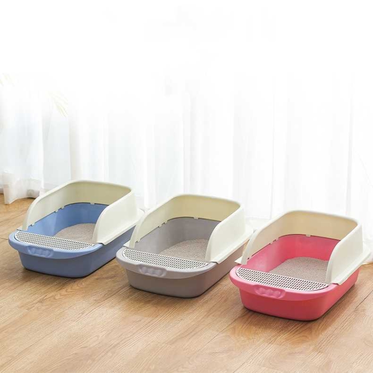 Grey pink blue cat litter box