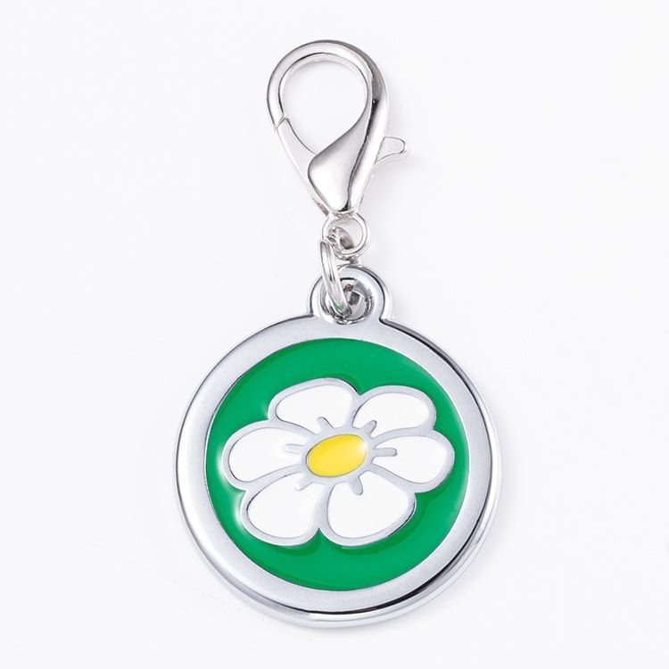 Round pet tag with flower pattern