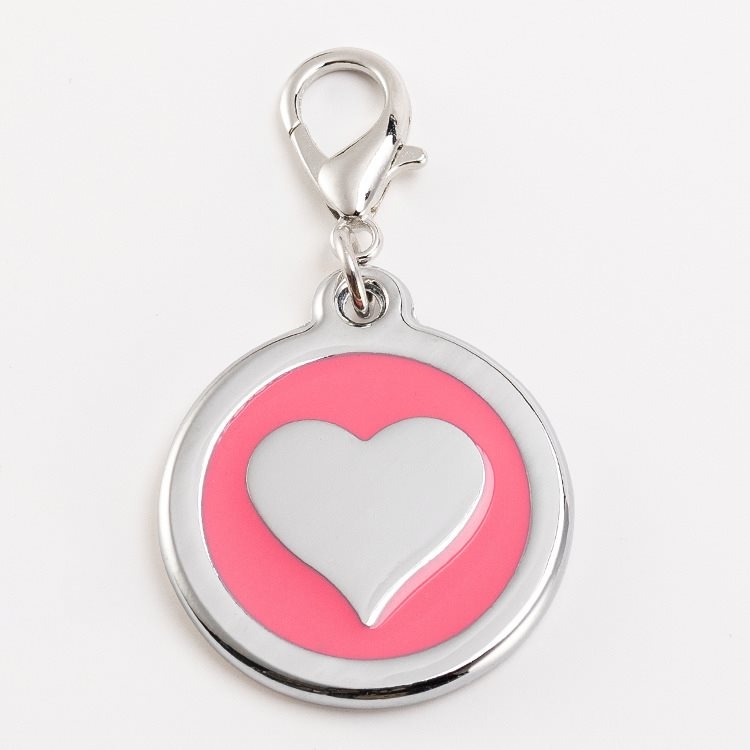 Factory Outlet Round PetTag With Dog Heart Pattern