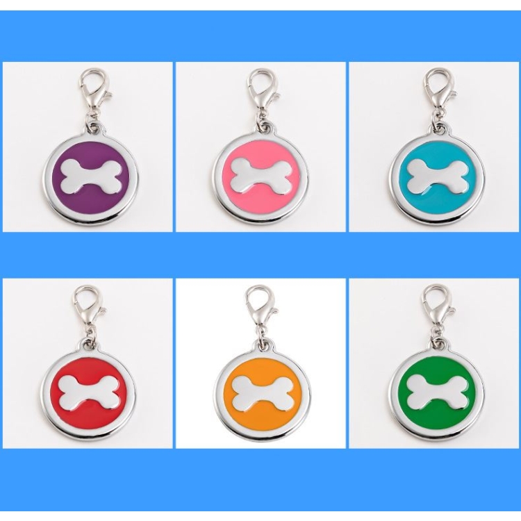 Round pet tag with bone pattern