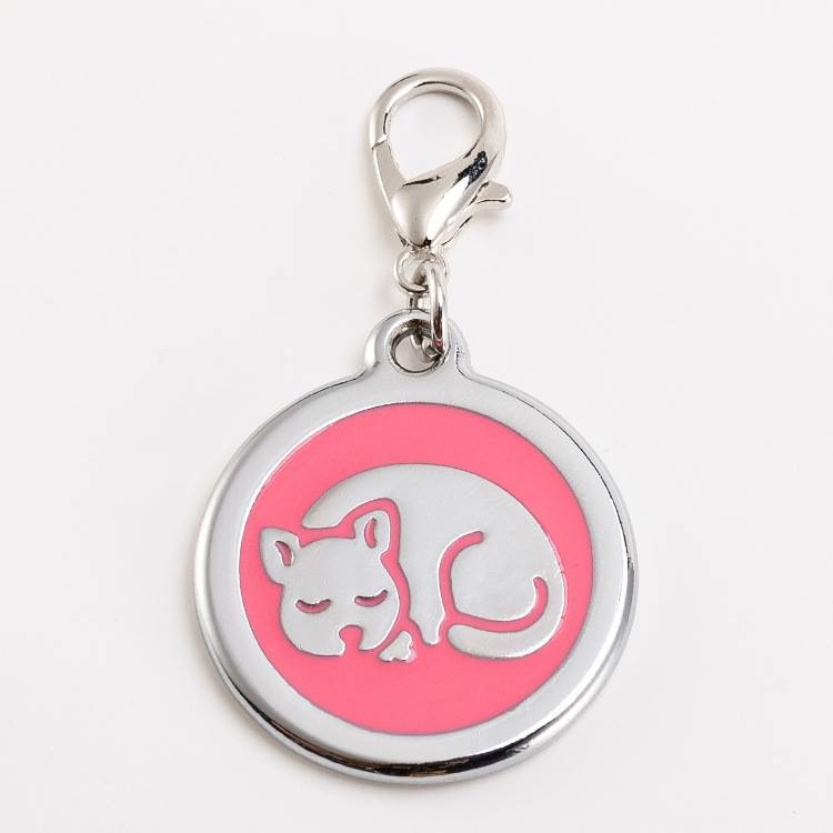 Round pet tag with puppy pattern