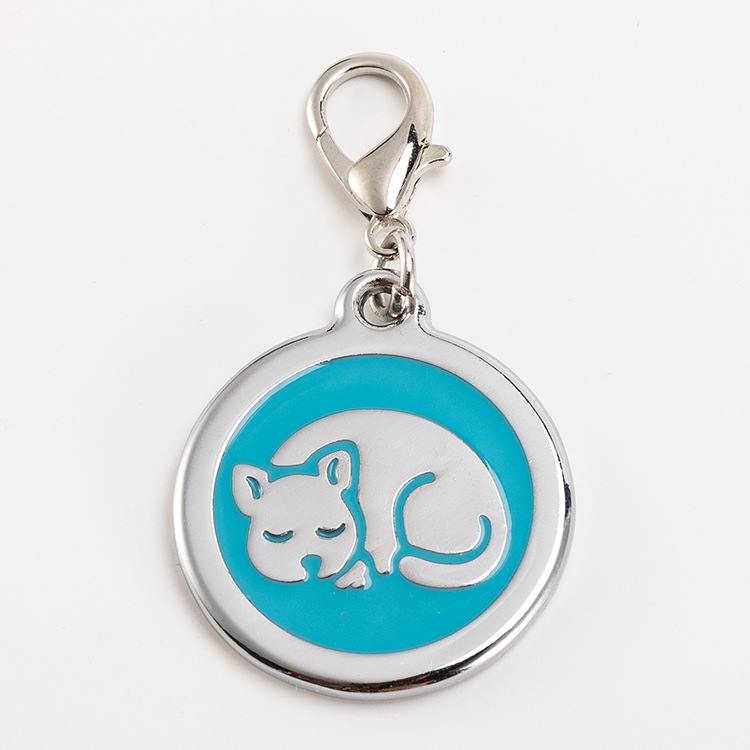 Round pet tag with puppy pattern