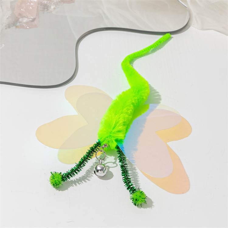 Cat stick replacement heads in the form of butterflies and dragonflies