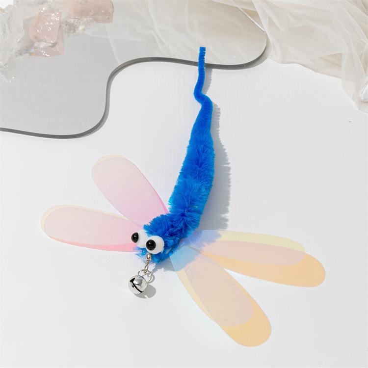 Cat stick replacement heads in the form of butterflies and dragonflies