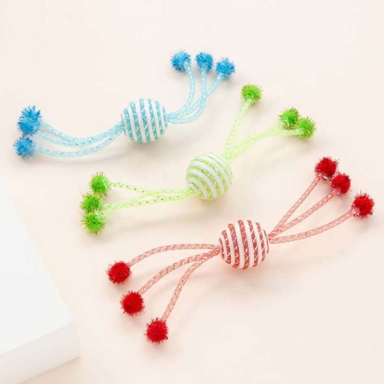 Colorful rope ball cat toy