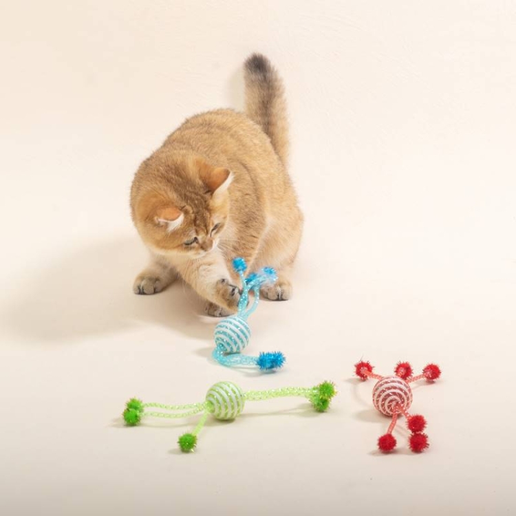 Colorful rope ball cat toy