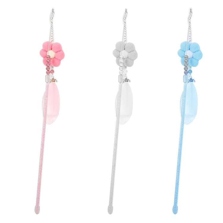 Acrylic Tube Beaded Flower Funny Cat Stick