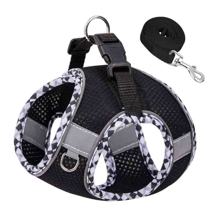 Breathable pet harness and leash set in various colors