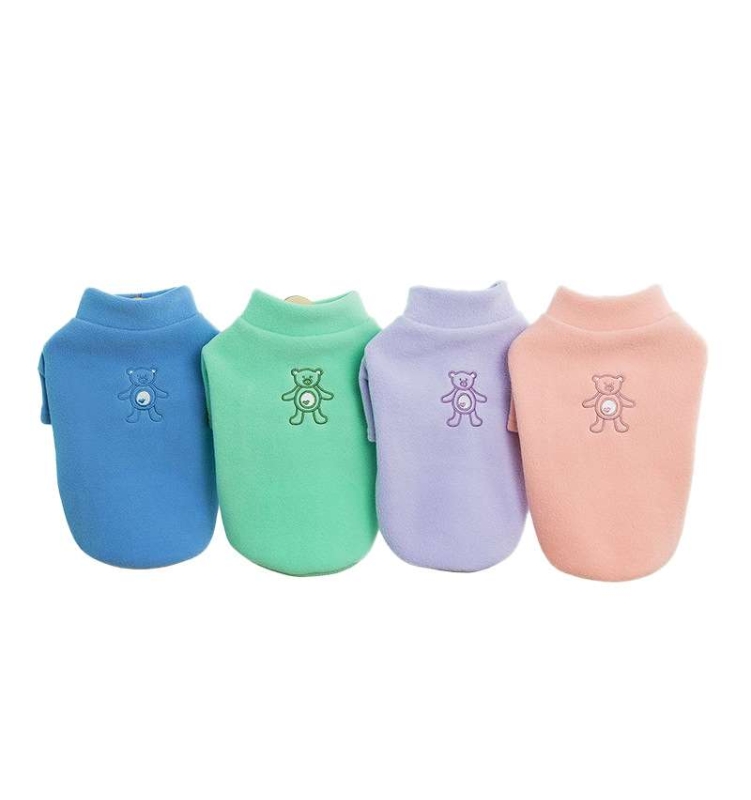 Winter Blue pink green purple dog clothes with bear pattern