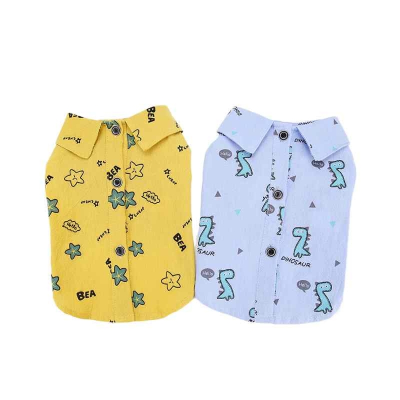 Summer dog clothes with Dinosaur and star pattern