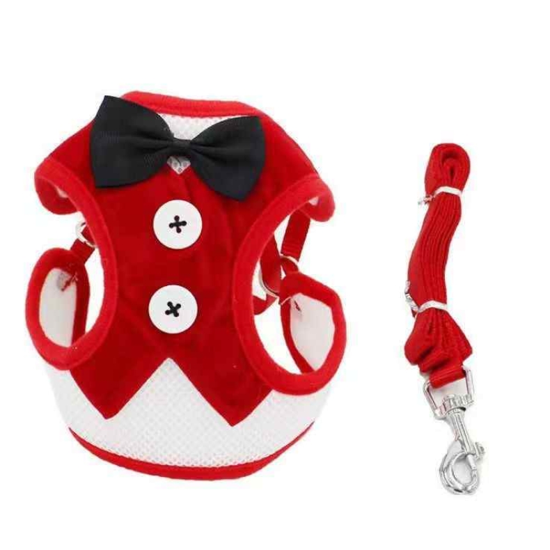 Dress bow tie pet harness with leash