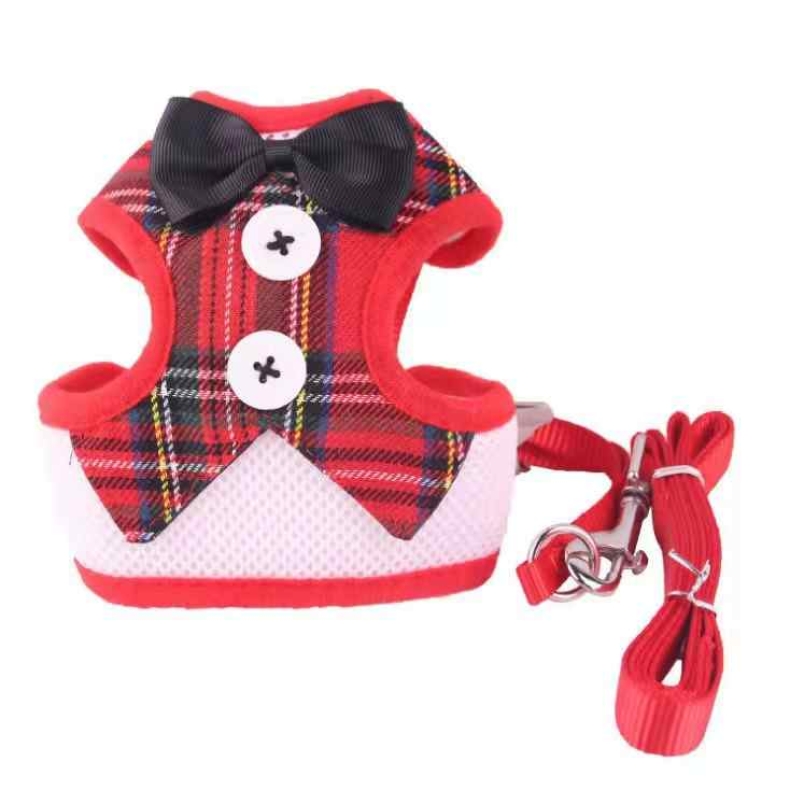 Dress bow tie pet harness with leash