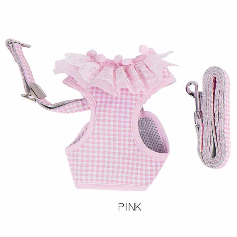 Polyester Plaid Lace harness leash set