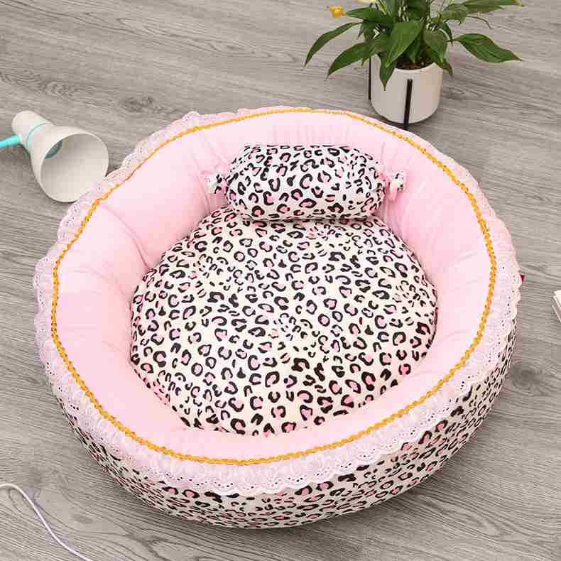 Pink Leopard Lace Pet Bed