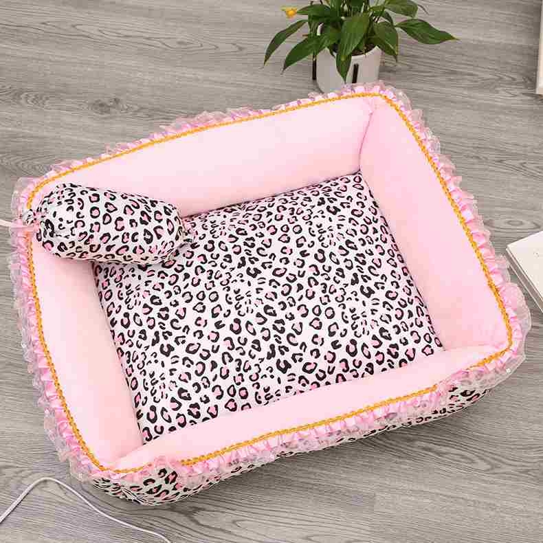 Pink Leopard Lace Pet Bed