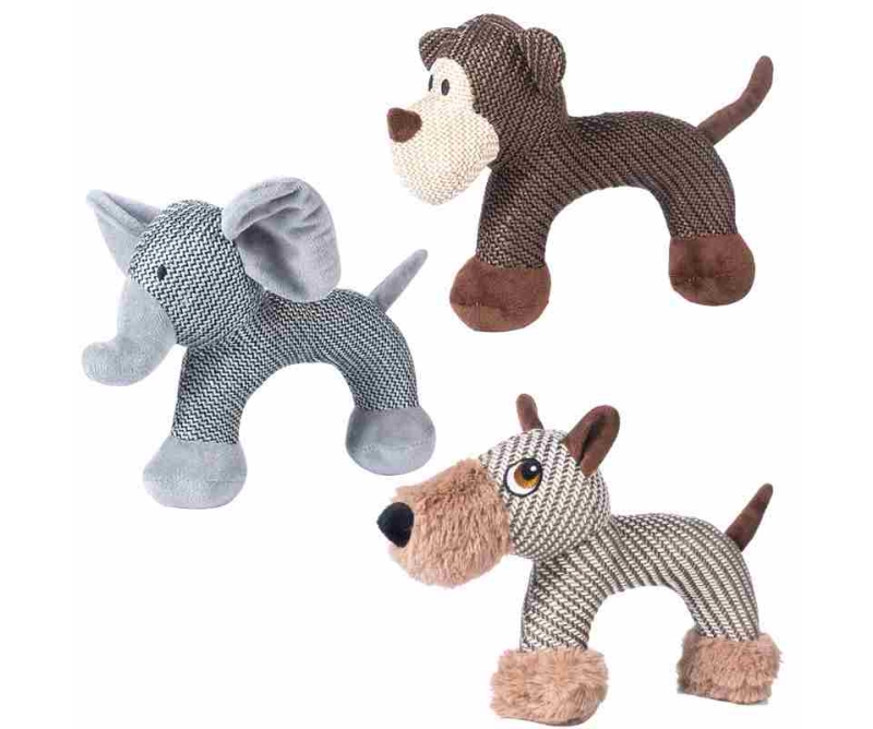 Linen Plush Elephant Monkey dog toy