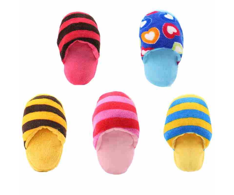 Plush fabric Slipper shaped dog toy