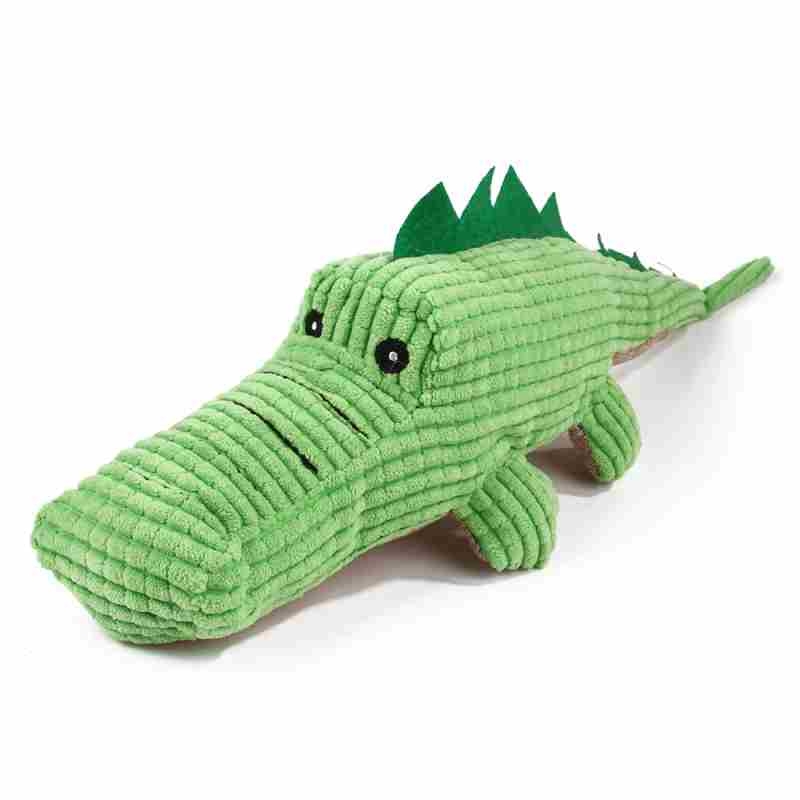 Corduroy green crocodile dog toy