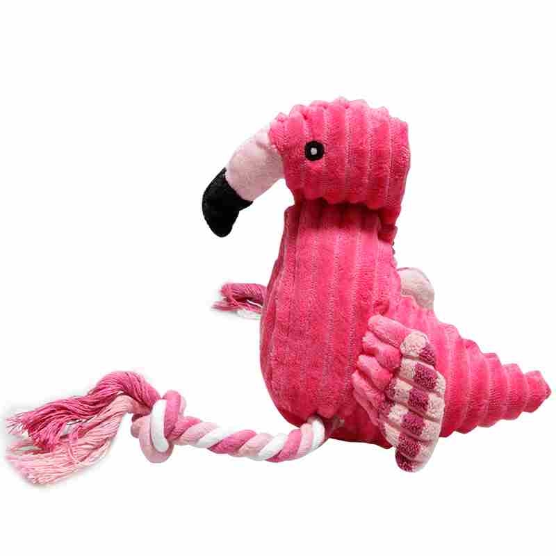 Plush fabric Flamingo shaped dog toy