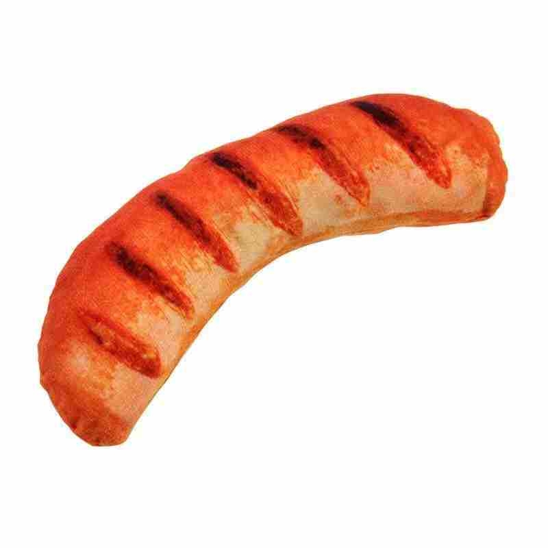 Plush fabric hot dog chicken wings shrimp shaped dog toy