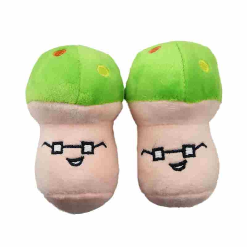 Plush fabric mushroom shaped dog toy