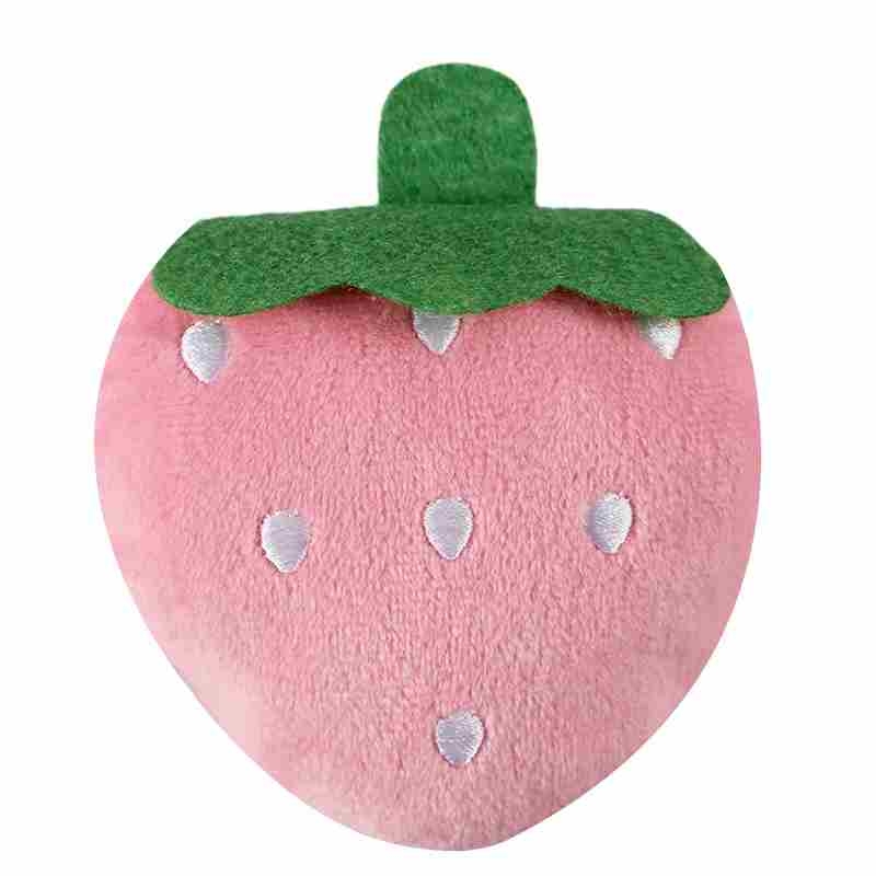 Plush fabric strawberry shaped dog toy