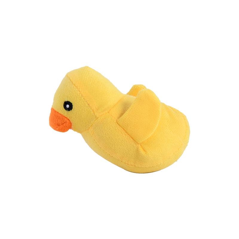 Plush fabric yellow duck shaped dog toy