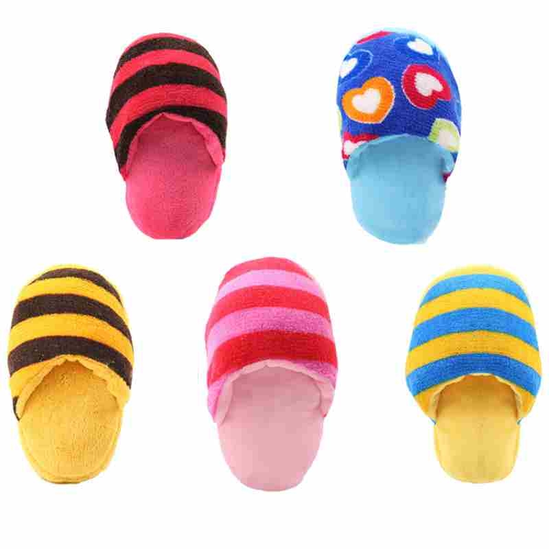 Plush fabric Slipper shaped dog toy