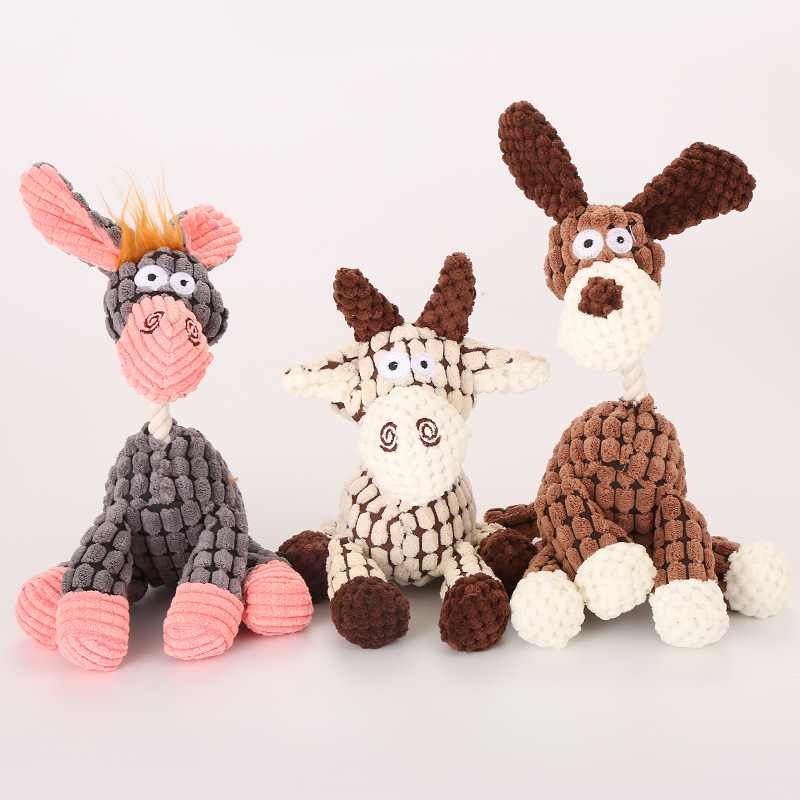 Plush fabric cow donkey dog shaped  dog toy