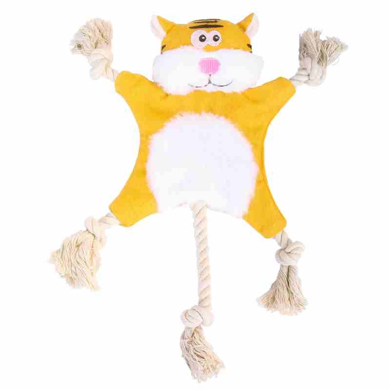 Plush fabric Monkey Fox Grizzly Tiger Squirrel Rabbit shaped  dog toy