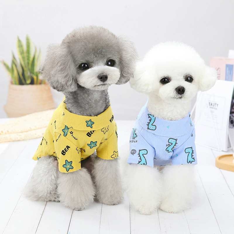 Summer dog clothes with Dinosaur and star pattern