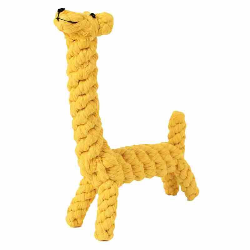 Cotton rope giraffe shaped dog toy