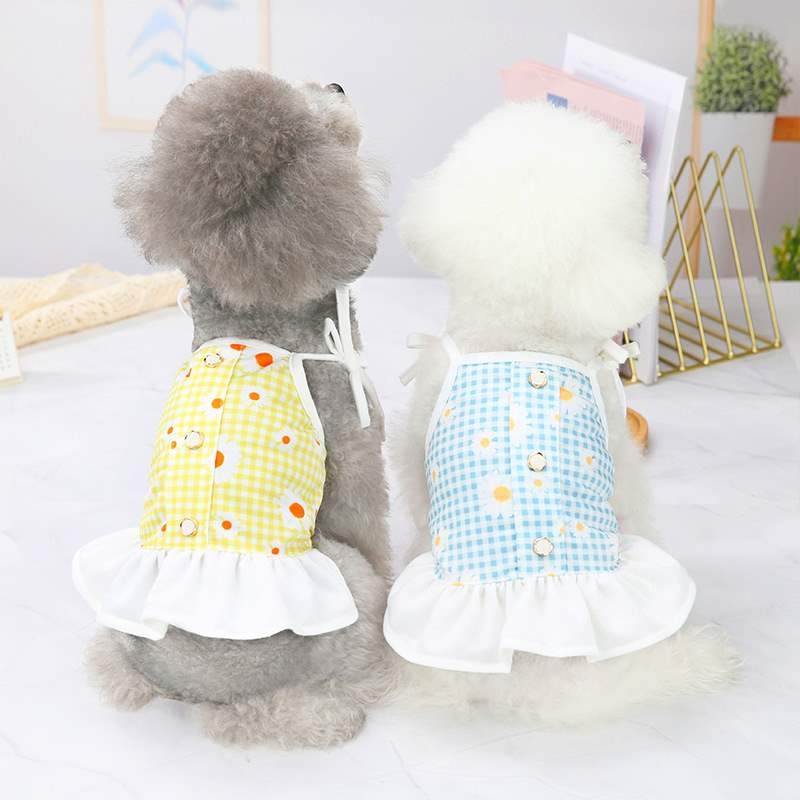 Summer dog clothes with chrysanthemum pattern