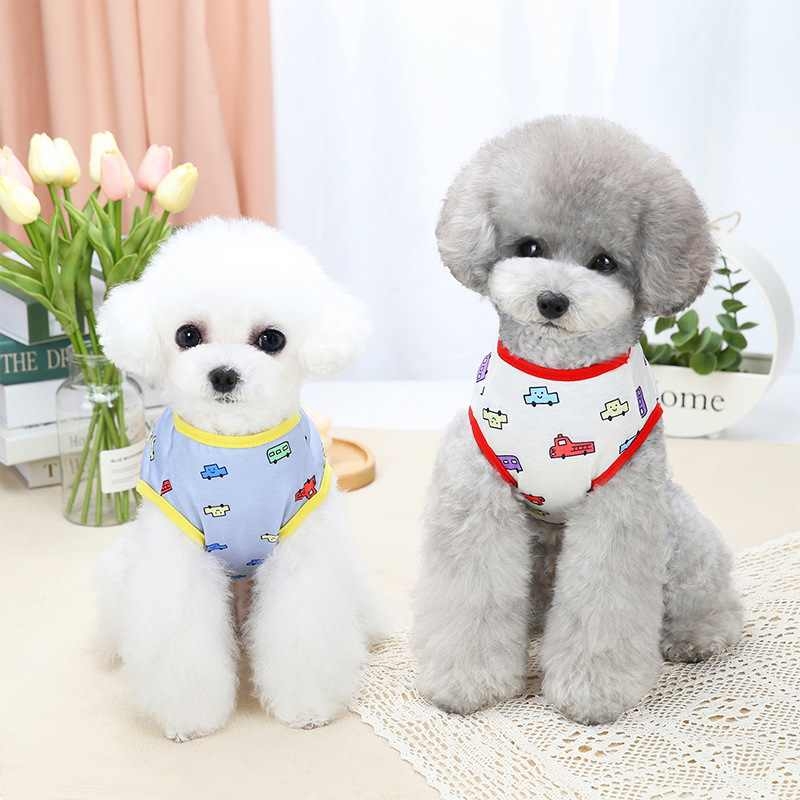 Summer dog clothes with small car pattern