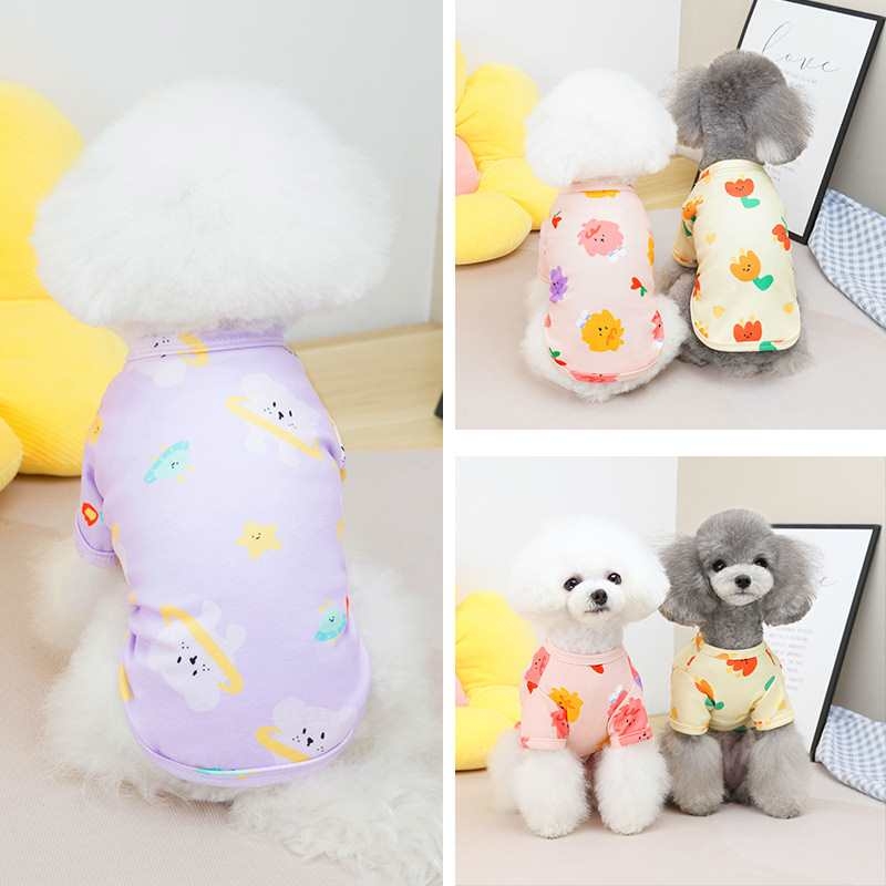 Summer dog clothes with Variety of animal flowers pattern
