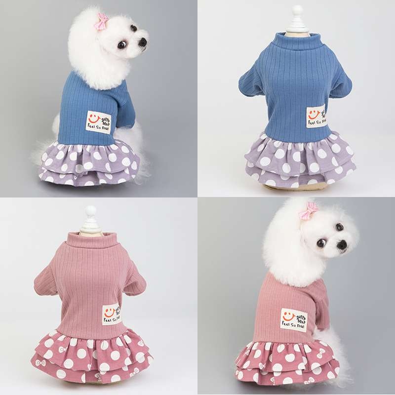 Summer pink and blue dog dress