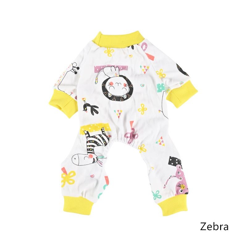 Dog pajamas with different flora and fauna patterns