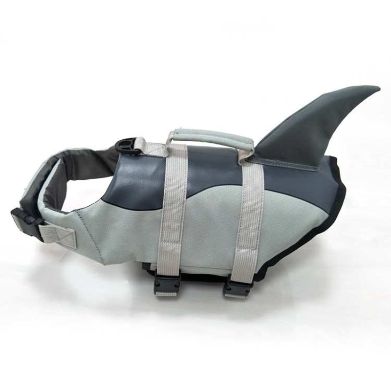 Shark shaped red grey dog swimsuit