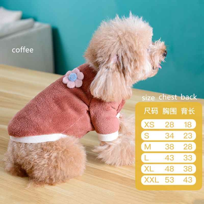 Winter different colour dog clothes with flowers patterns
