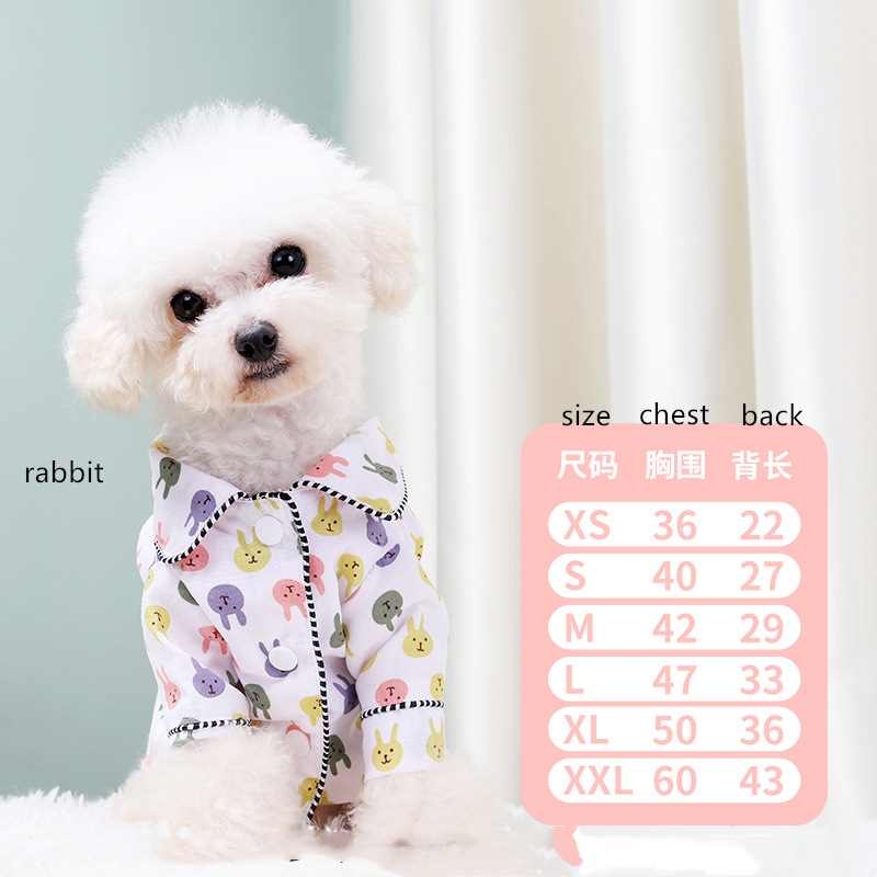 Pink black blue rabbit flower pajamas for dog