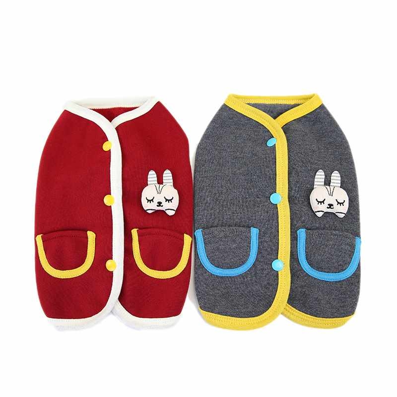 Winter red grey dog clothes with rabbit pattern