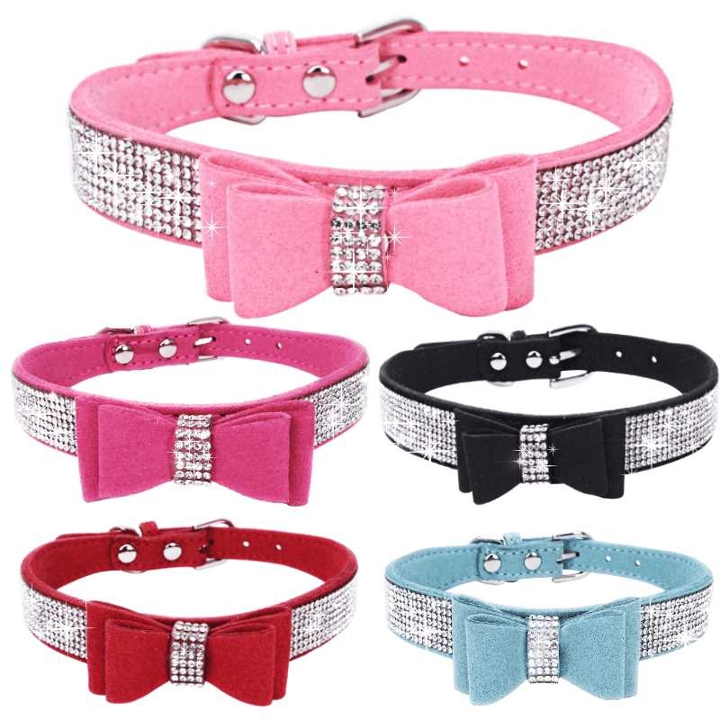 Bow Rhinestone Different Colour Pet Collar