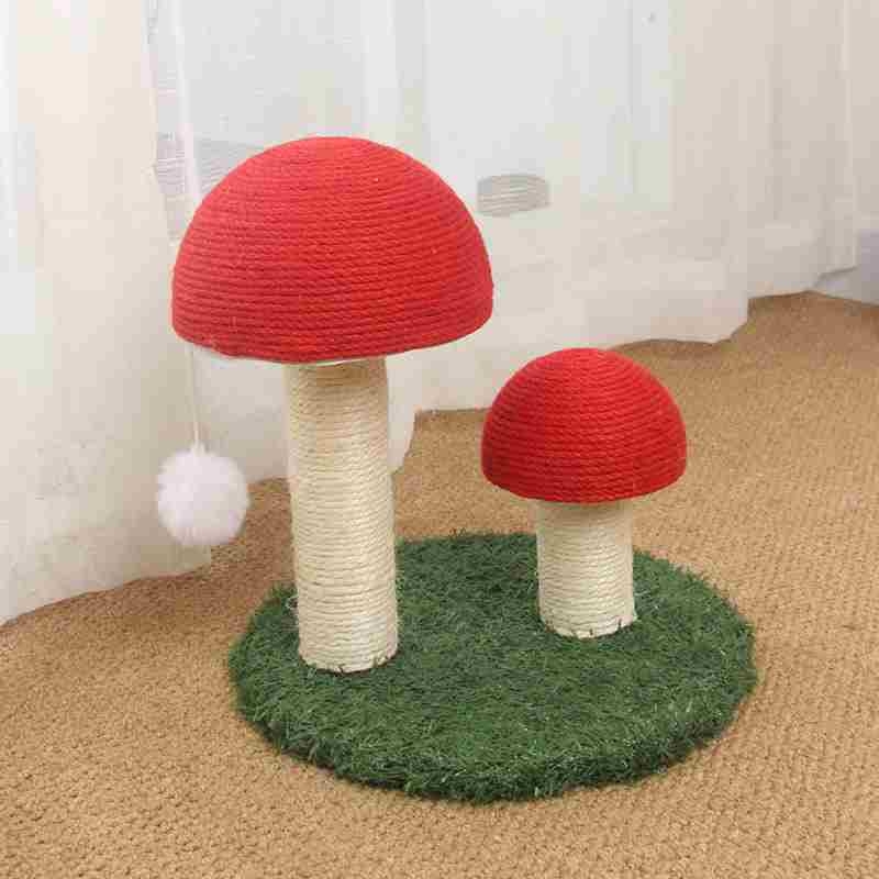 Cat climbing frame in various colors in the shape of sisal mushrooms