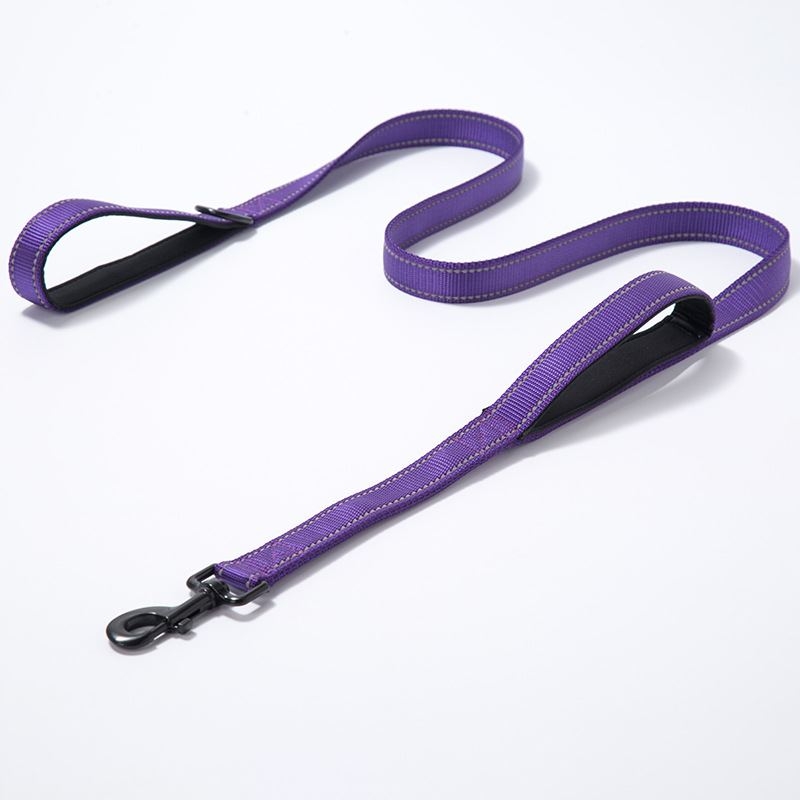 Nylon Braided Reflective Double Handle Dog Leash